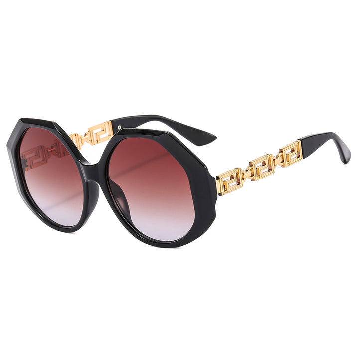 Dame oversized solbrille med iøynefallende oktagonal design Luvikno