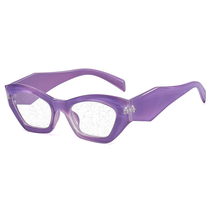Dame geometrisk designer solbrille med glitrende ramme Luvikno