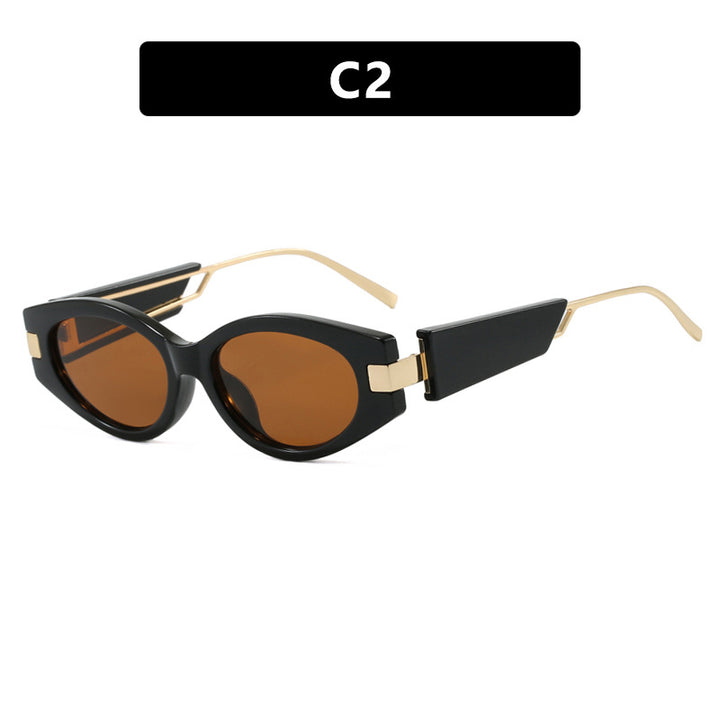 Dame elegant Cat-Eye solbriller med gullige detaljer Luvikno