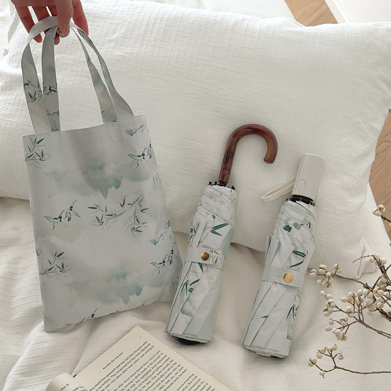 Dame shoppingbag med integrert sammenleggbart paraply Luvikno