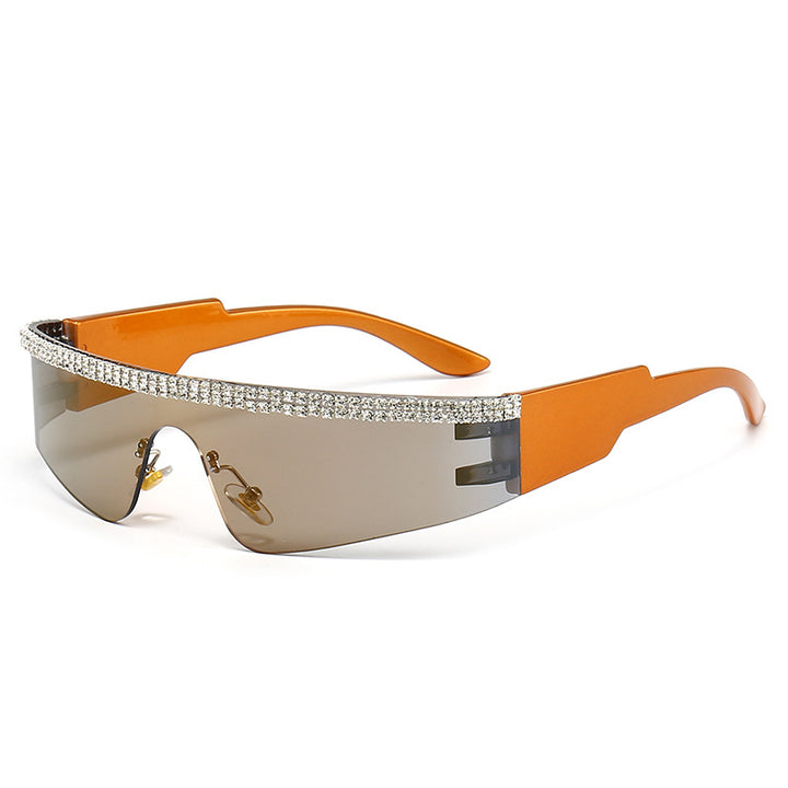 Dame Mode Glamour-solbriller med ramme dekorert med strass Luvikno