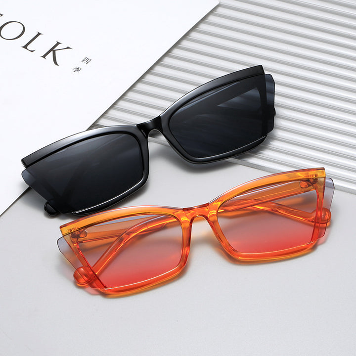 Dame moteriktig solbrille med unikt rektangulært design og UV-beskyttelse Luvikno