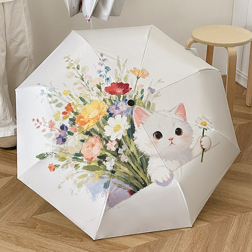 Damer sammenleggbart paraply med florale accenter Luvikno