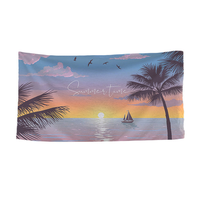 Women's beach towel with vibrant palm motif Luvikno