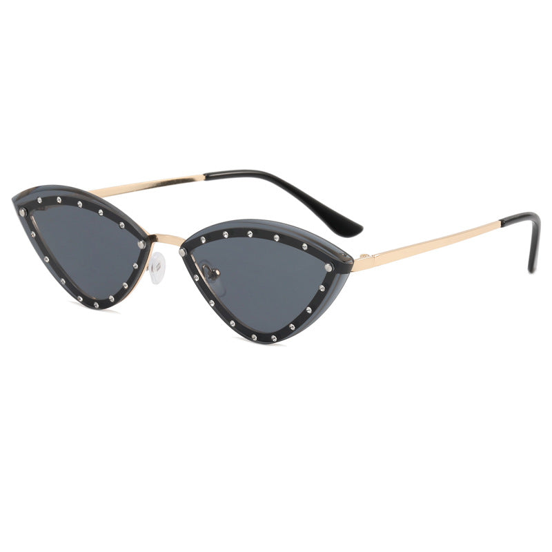 Dame Cat-Eye solbriller med glitter-detaljer Luvikno