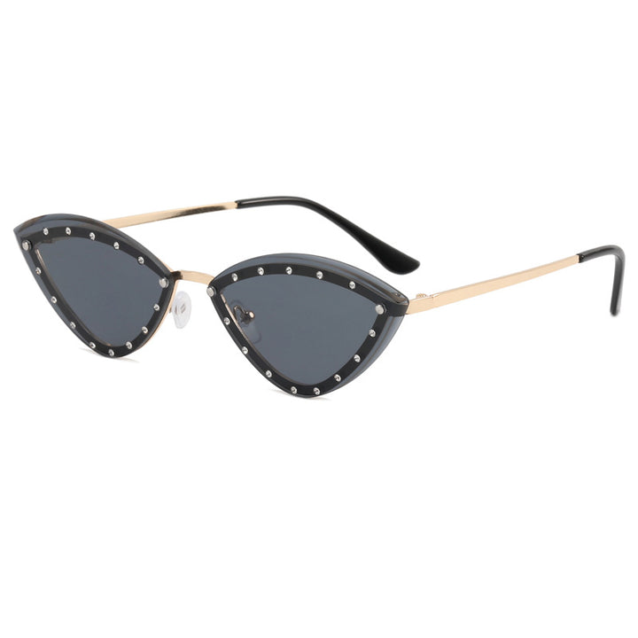 Dame Cat-Eye solbriller med glitter-detaljer Luvikno