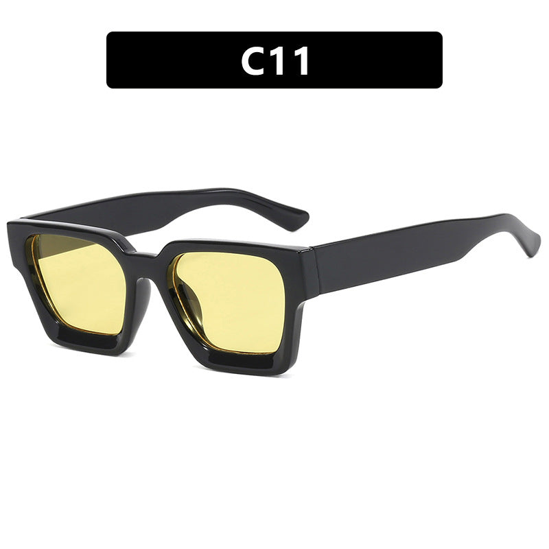 Damer moterik kvadratisk solbrille med robust ramme og gule glass Luvikno