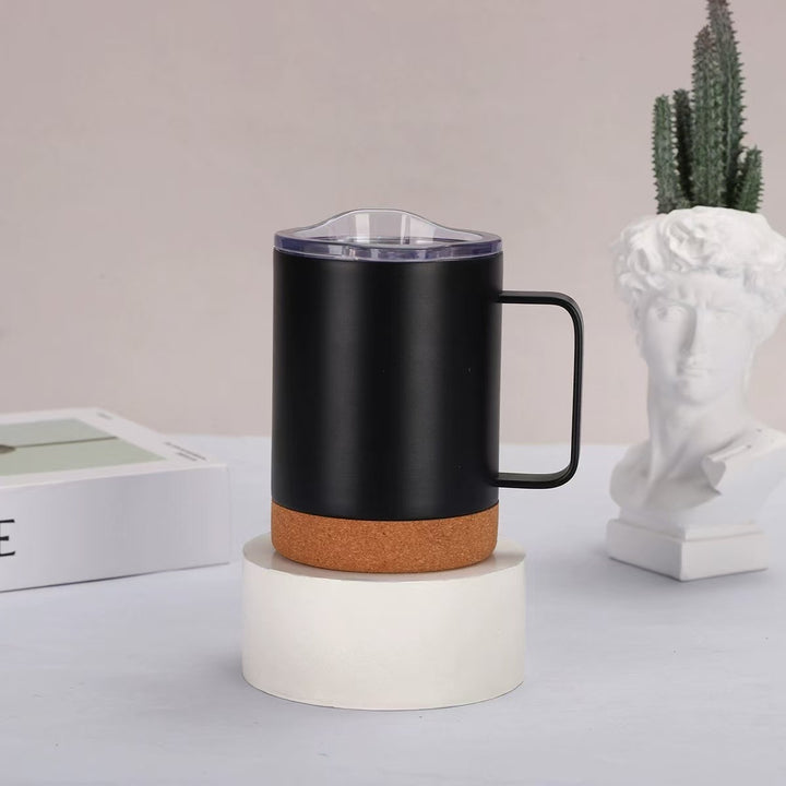 Damer elegant kaffekopp med korkbunn og gjennomsiktig lokk Luvikno