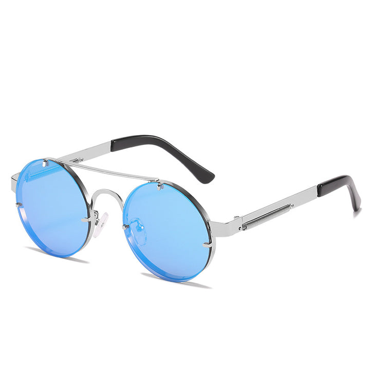 Dame rund designer solbrille med innovativ metallramme og beskyttende linser Luvikno