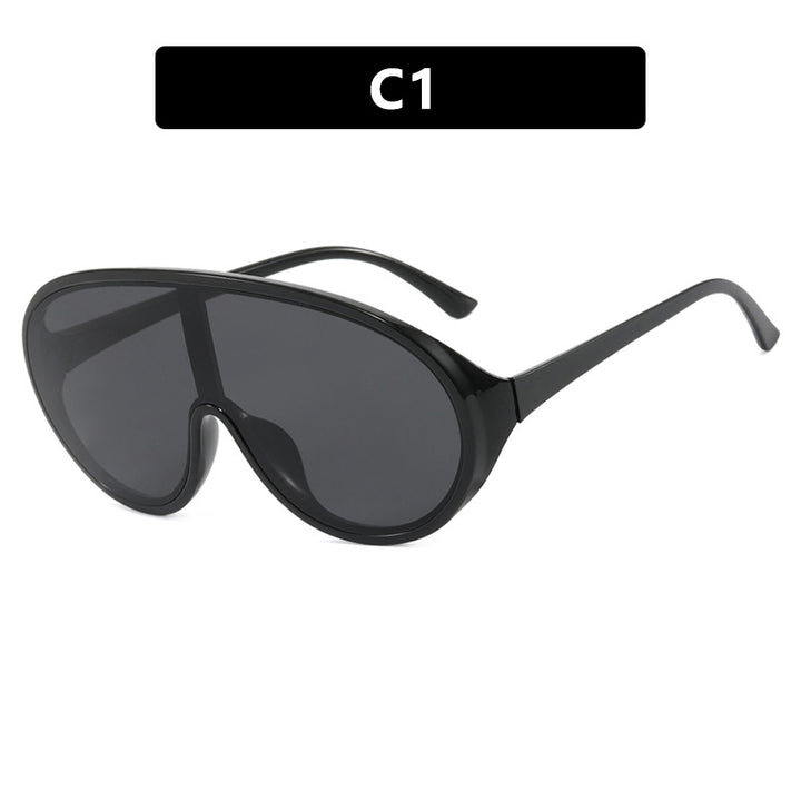 Dame futuristisk solbrille med store glass og ergonomisk ramme Luvikno