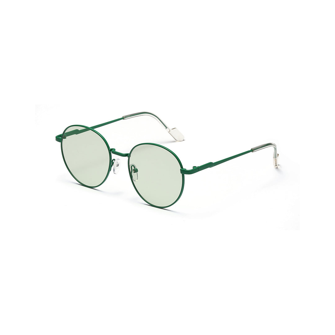 Dame rund solbrille med luksuriøs metallramme og UV-beskyttelse Luvikno