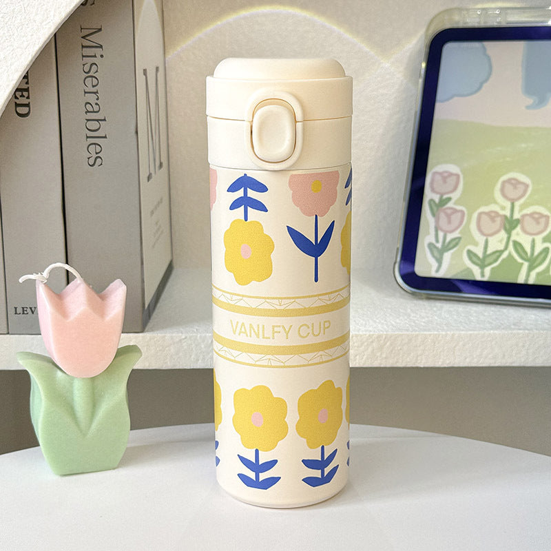 Dame isolert drikkeflaske med elegant blomsterdesign Luvikno
