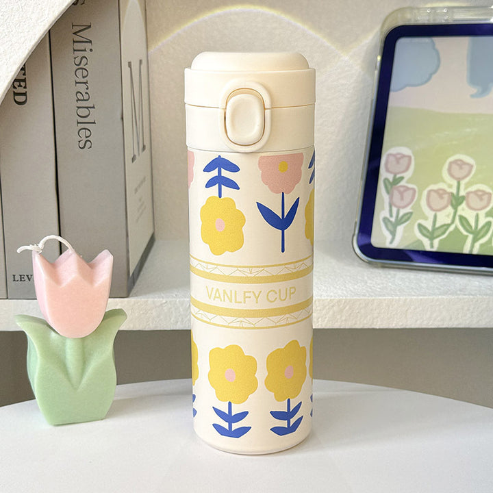 Dame isolert drikkeflaske med elegant blomsterdesign Luvikno