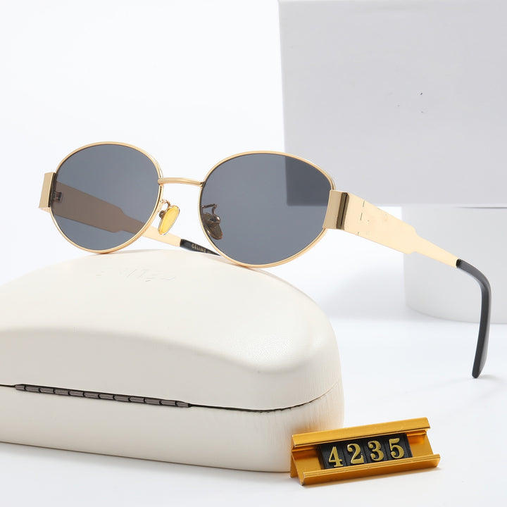 Damer Elegant Designer-solbrille med filigranfra ramme og UV-beskyttelse Luvikno