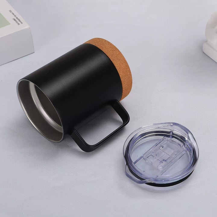 Damer elegant kaffekopp med korkbunn og gjennomsiktig lokk Luvikno