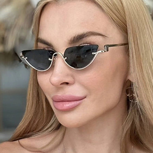 Dame Cat-Eye solbriller med gullfarget metallramme og UV-beskyttelse Luvikno