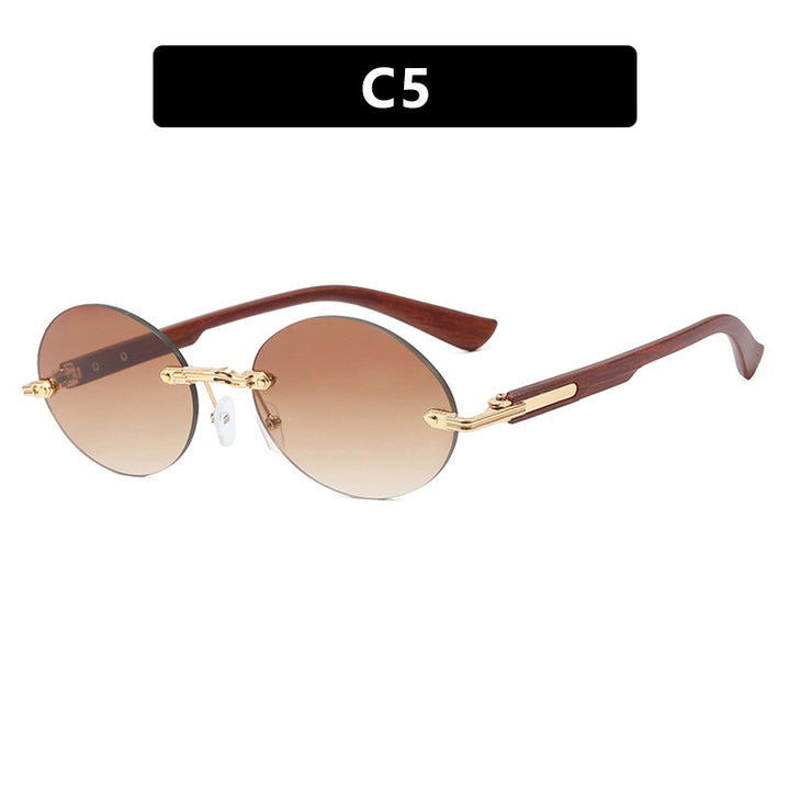 Dame rund solbrille med elegant treinnramme og UV-beskyttelse Luvikno