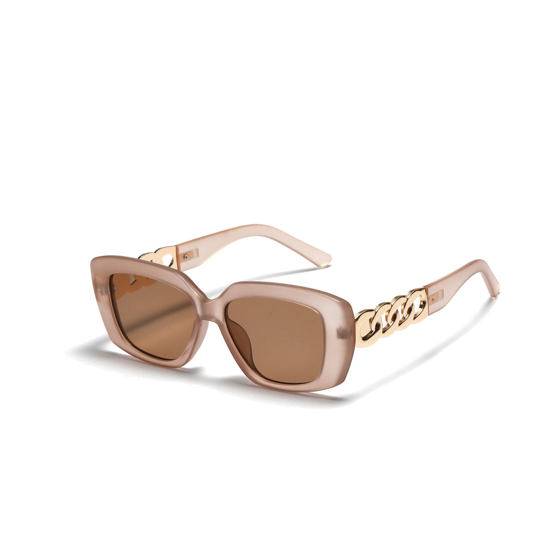 Dame elegant kvadratisk solbrille med gullutstyrt ramme Luvikno