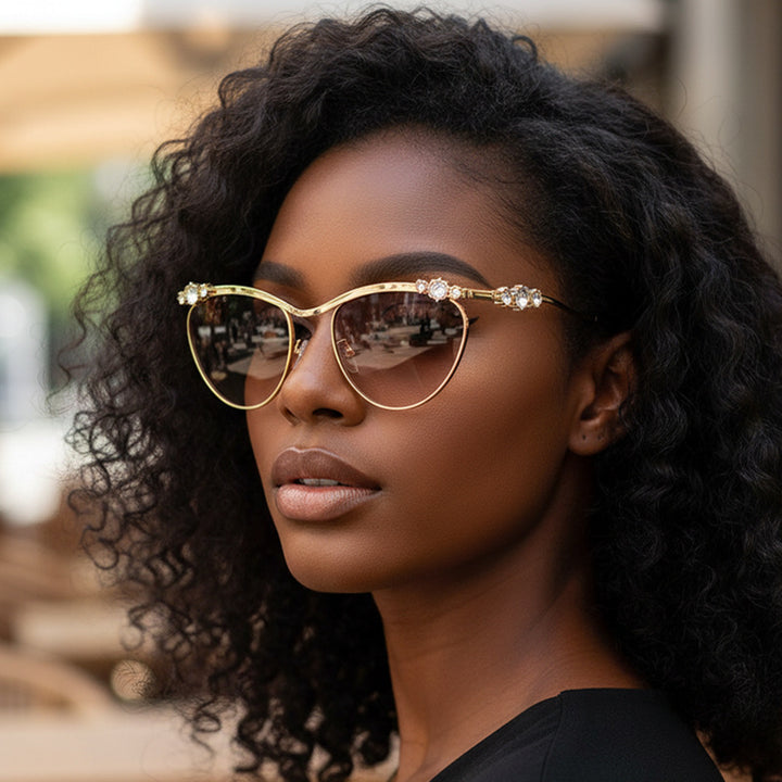 Dame Designer-solbrille med glitrende detaljer Luvikno