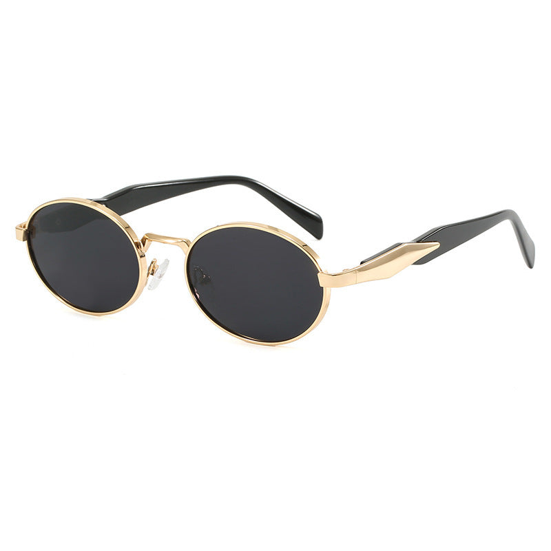 Dame designer solbrille med høyverdig rund ramme og beskyttende UV-filter Luvikno