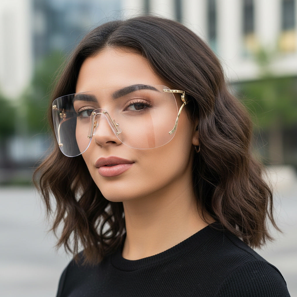 Dame visir-lignende solbrille med elegant metallramme Luvikno