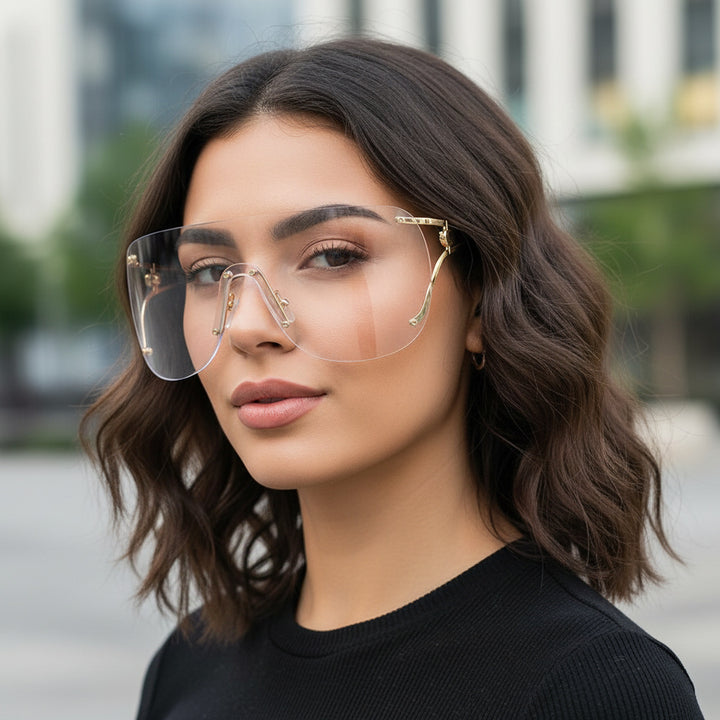 Dame visir-lignende solbrille med elegant metallramme Luvikno