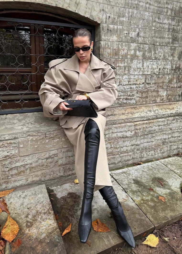 Luvik | Vyöter cropped Trenchcoat