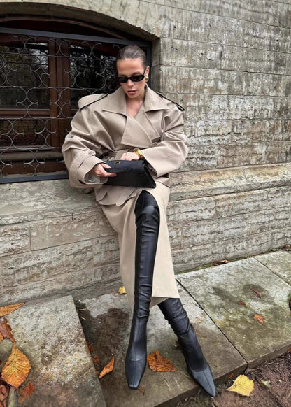 Luvik | Vyöter cropped Trenchcoat