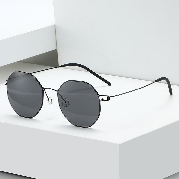 Dame geometrisk solbrille med høykvalitets metallramme og speilglass Luvikno