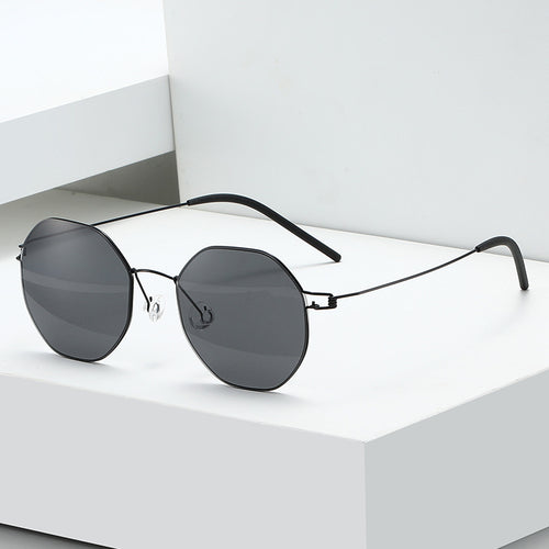 Dame geometrisk solbrille med høykvalitets metallramme og speilglass Luvikno