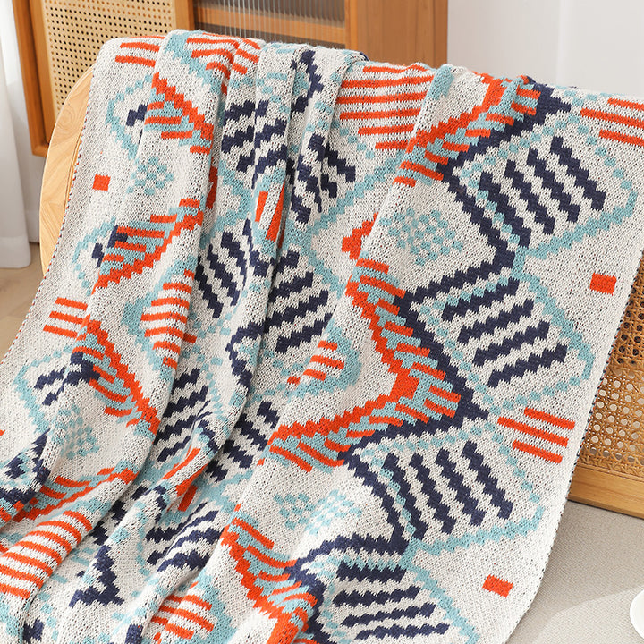 Kvinnenes mønstrede kosepledd med frynser og geometrisk design Luvikno