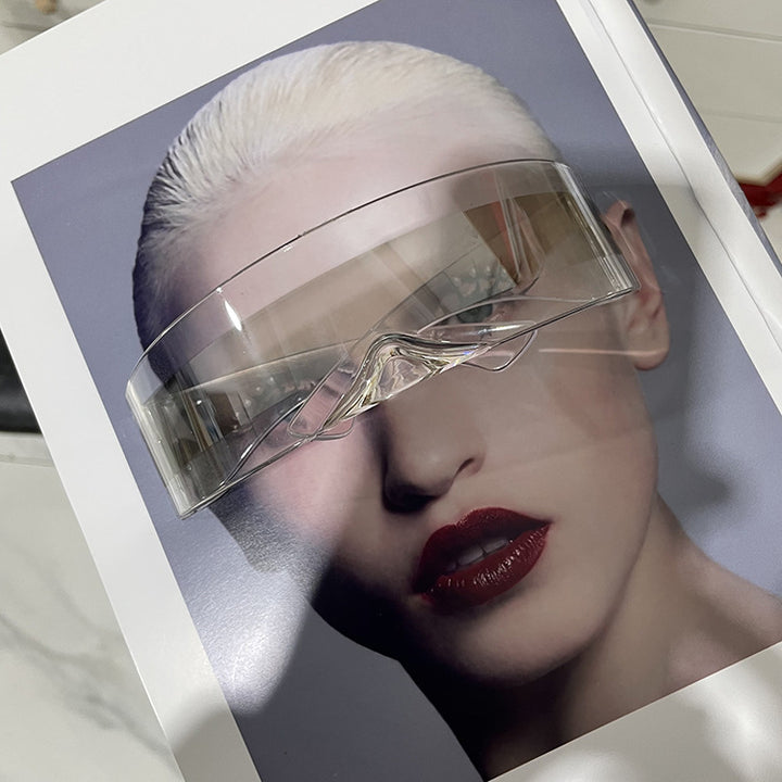 Damer futuristisk visir-lignende solbrille Luvikno