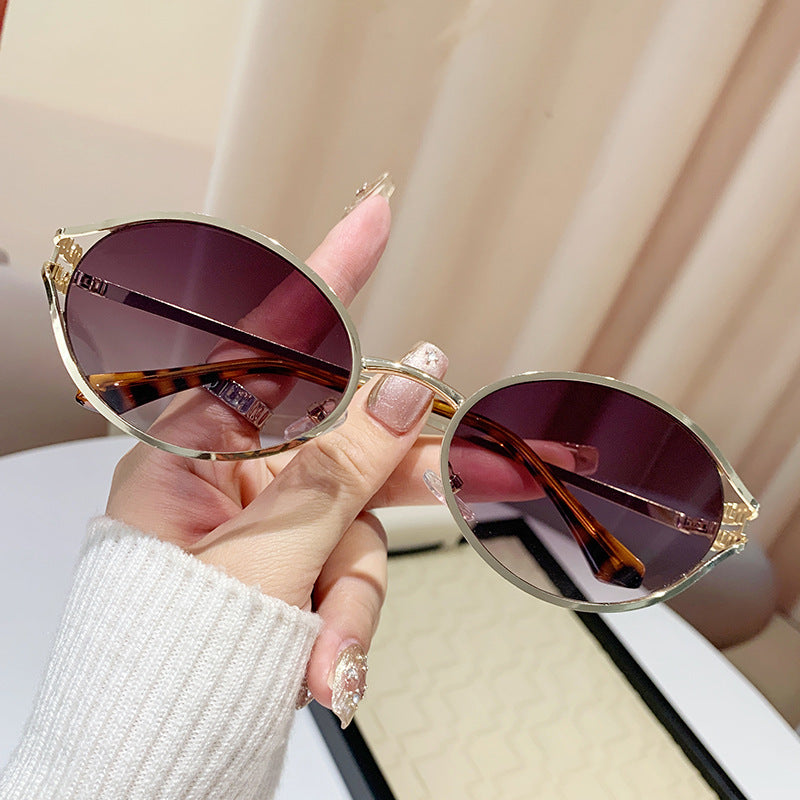 Dame elegant Cat-Eye solbriller med fin metallramme Luvikno
