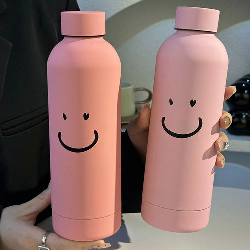 Damen Isolierflasche mit fröhlichem Smileys-motiv Luvikno
