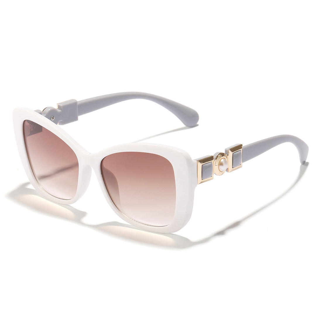 Dame Cat-Eye solbriller med elegant metallisk dekorasjon Luvikno