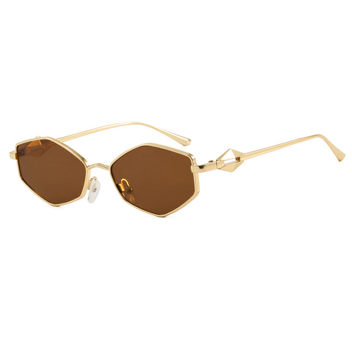 Dame geometrisk solbrille med beskyttende UV-filter og high-end metallramme Luvikno