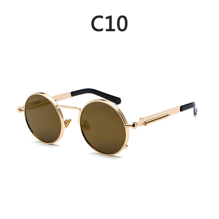Dame Runde Metall-solbrille med speilte linser Luvikno
