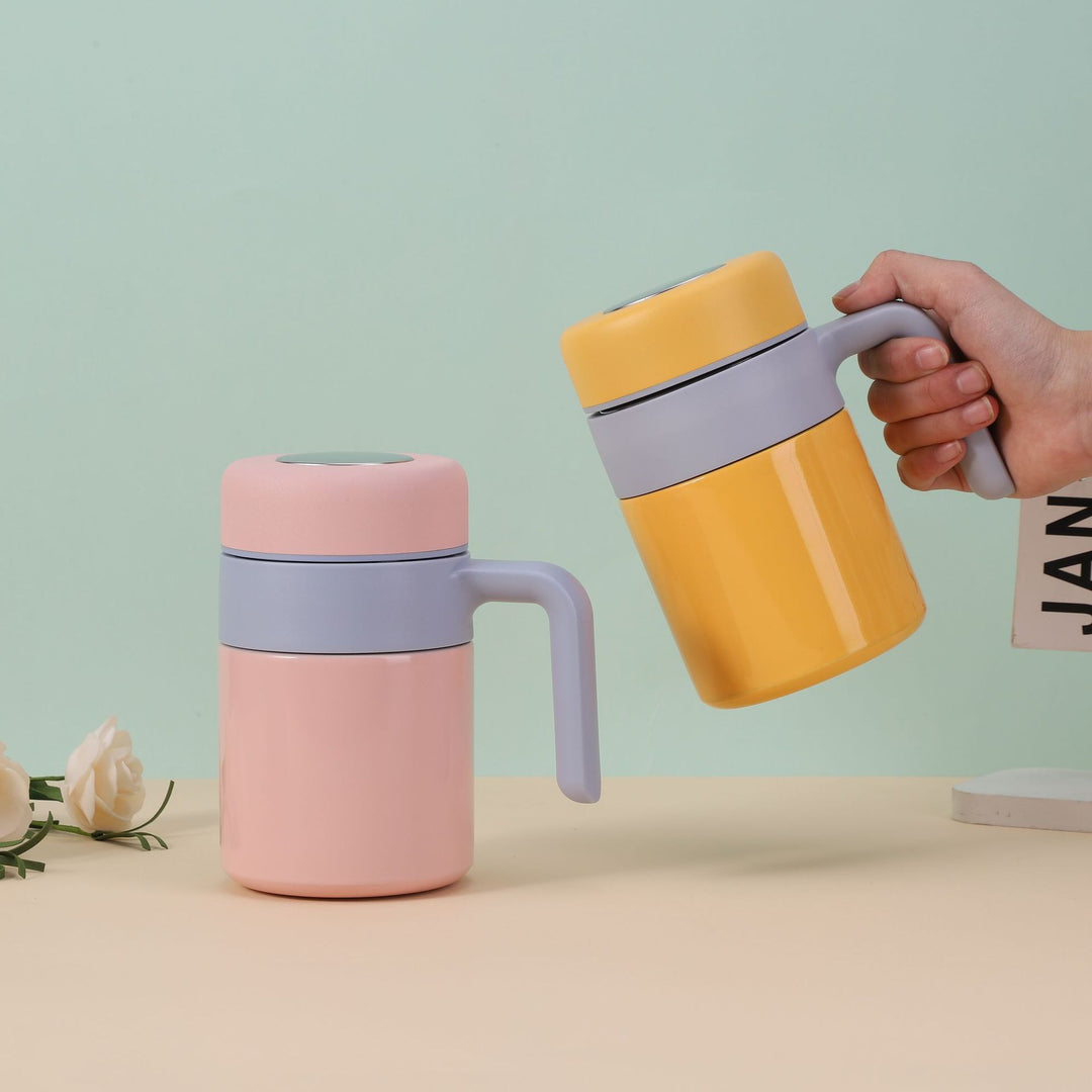 Damer Isoleringsbecher med ergonomisk håndtak og lekkasjesikker lokk Luvikno