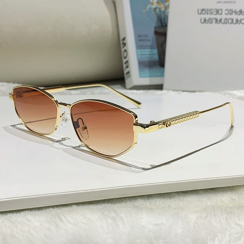 Dame elegant solbrille med glitrende metallramme Luvikno