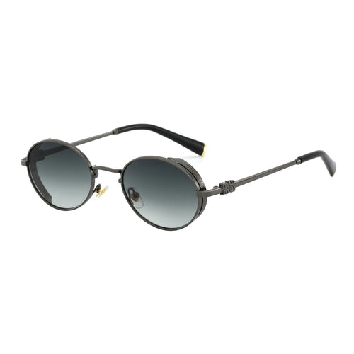 Dame Runde Designer-solbrille med elegant metallramme Luvikno