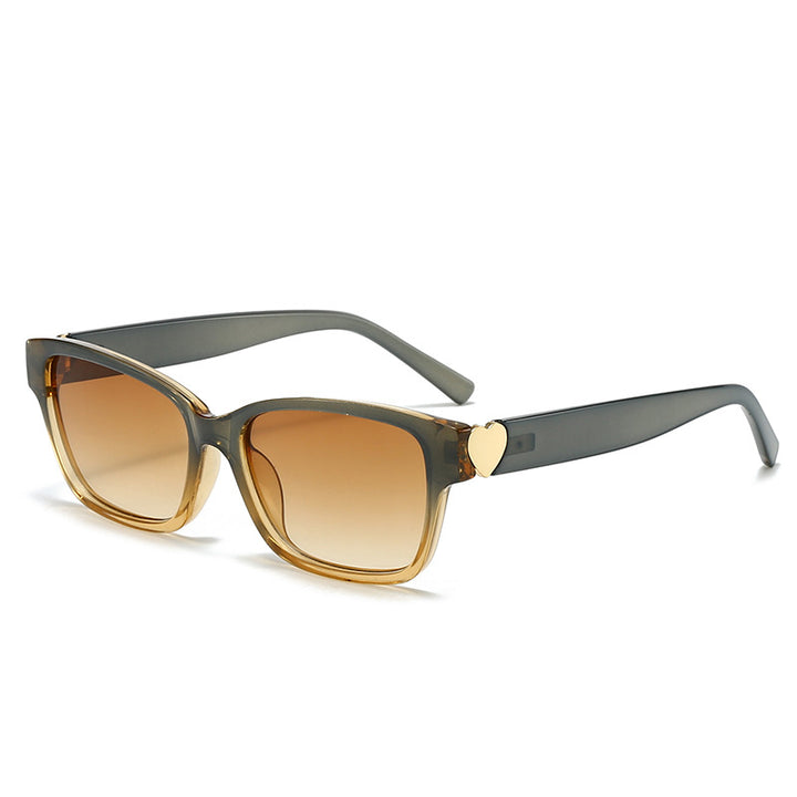 Dame moterik kvadratisk solbrille med hjerte-senter Luvikno
