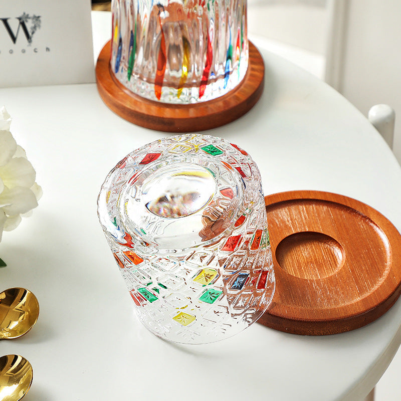 Roterende Multi Farge Flettet Whisky Glass Med Gaveeske | Luvikno