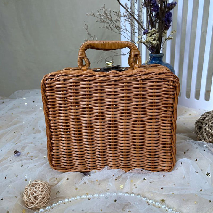 Dame klassisk Rattan Håndveske Luvikno