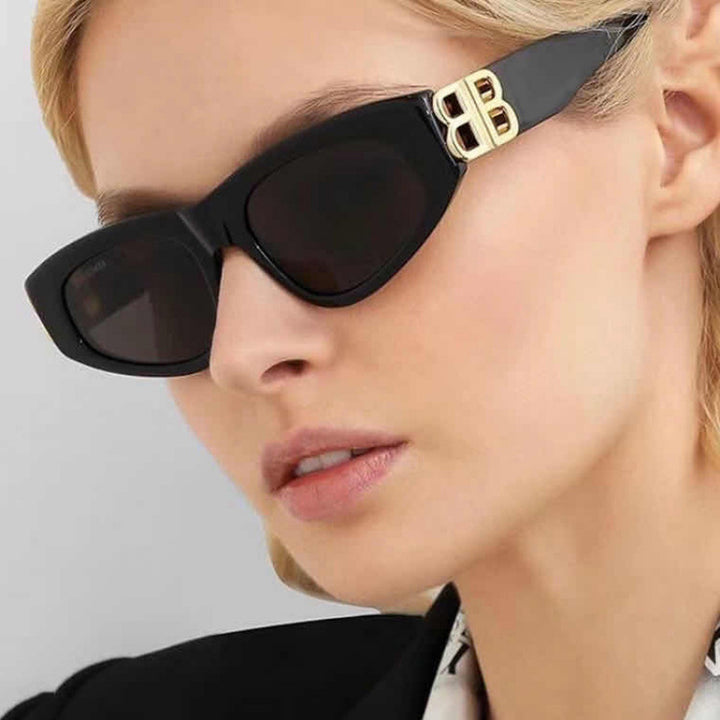 Dame stilige Cat-Eye solbriller med moderne leopardmønster Luvikno