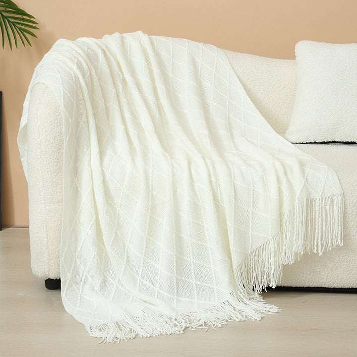 Damer Elegant og stilfullt bo- og kose-teppe med franser Luvikno