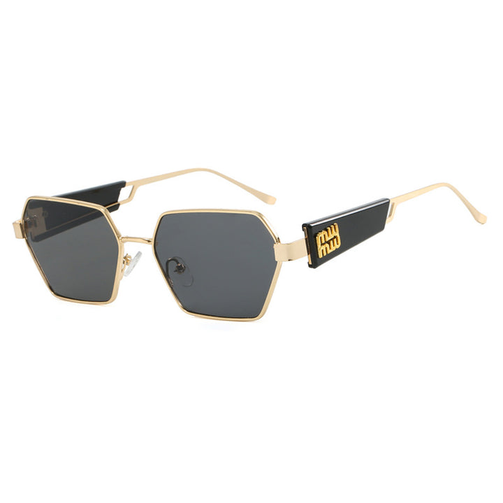 Dame heksagonal solbrille med elegant metallramme og beskyttende glass Luvikno