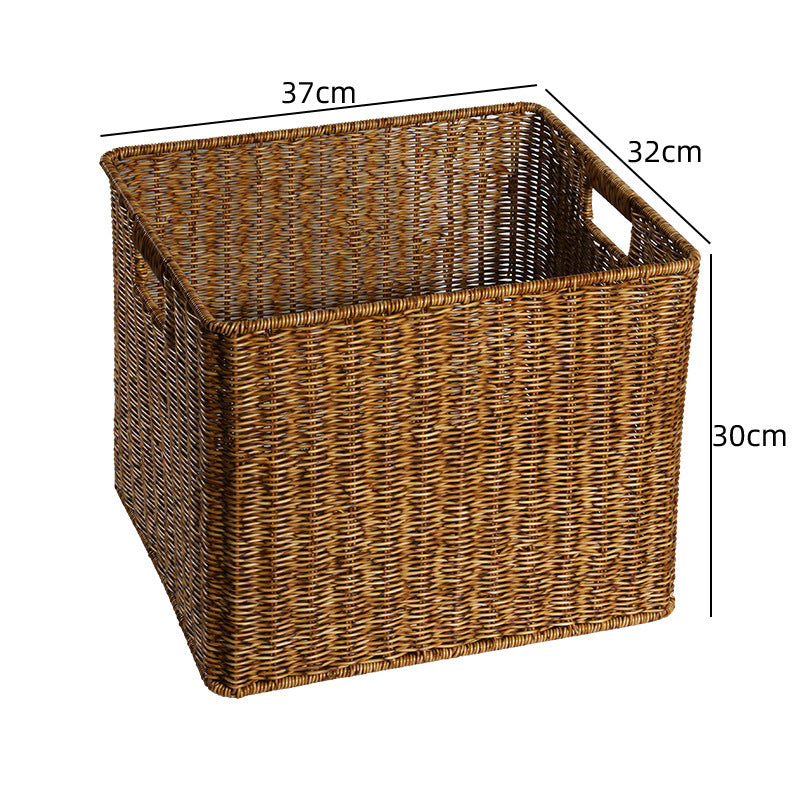 Unisex rektangulær oppbevaringskurv laget av flettet rattan Luvikno