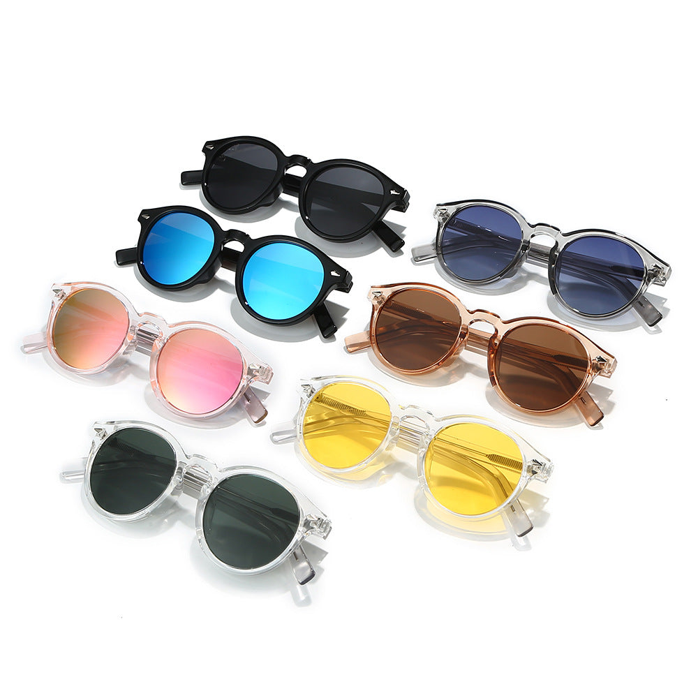 Dame trendy solbriller med transparent ramme og gule glass Luvikno