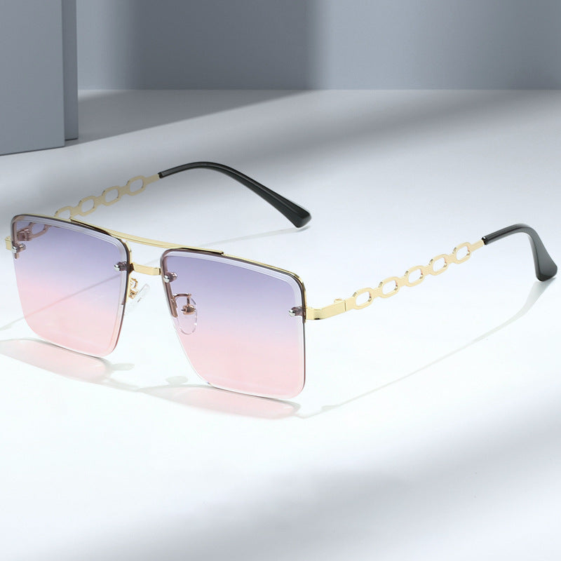 Dame Kvadratisk Solbrille med elegant Kjede Struktur Luvikno