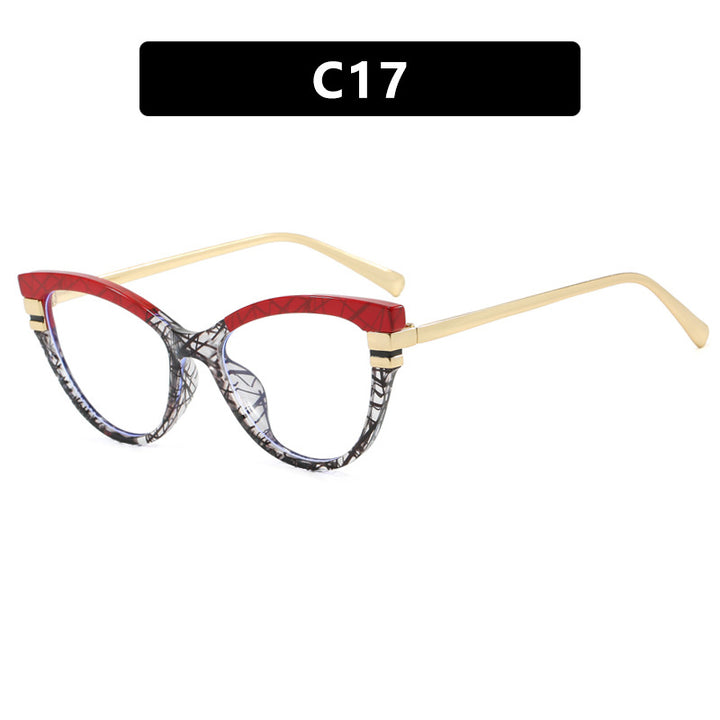 Dame Cat-Eye solbriller med elegant plastramme og gullaccentuer Luvikno